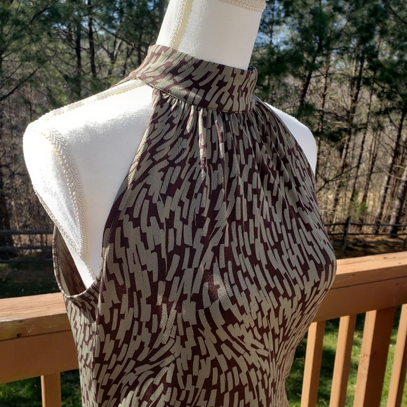 Michael Kors Sleeveless Blouse Brown Army Green - Picture 4 of 8